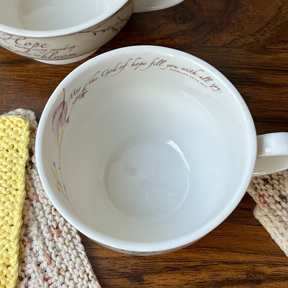 2 Soup Coffee Tea Cups Mugs by Blessings Unlimited Hope Romans 15:13 NIV - Picture 4 of 13
